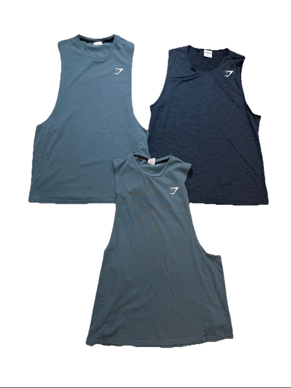 Gymshark Men’s Size XL Tank Tops Lot of 3 Stealth Blue Gymcore Workout Fitness